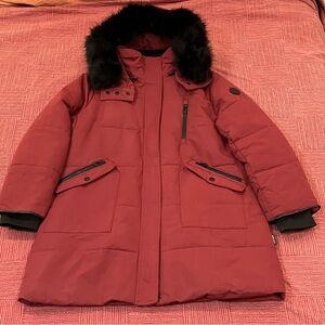 Noize Meg Women's XXL Burgundy Puffer Jacket with removable Faux Fur hood